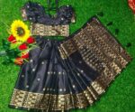 বাচ্চাদের জাপানি সিল্ক রেডি শাড়ি (কালো) - Image 2