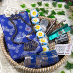 অভিজাত রয়্যাল ব্লু কাতান শাড়ি কম্বো সেট - Image 5